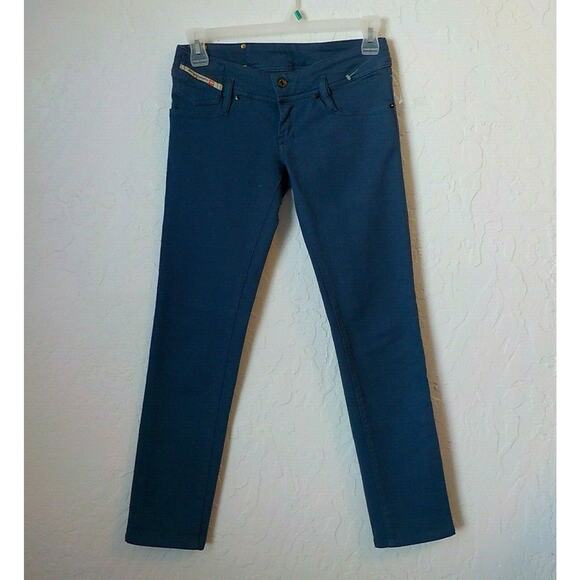 DIESEL Industry Blue Denim Jeans MATIC Women 26 x 30 Low Waist Stretch Zip Up - Picture 1 of 11